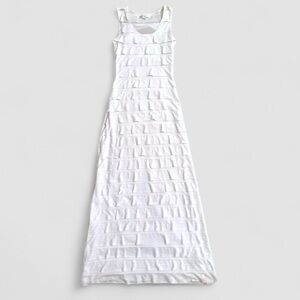 Max Studio White Sleeveless Tiered Ruffle Maxi Dress | XS
